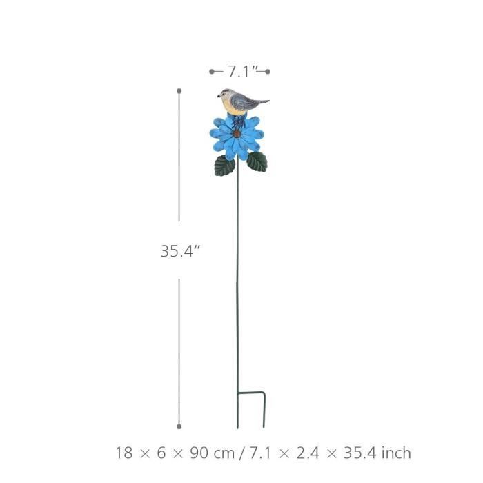 Moulin à Vent Jardin Métal 90 Cm – Spinner Cinétique Résistant Intempéries, Décoration Extérieur Stable, Fleur Lotus Rotative