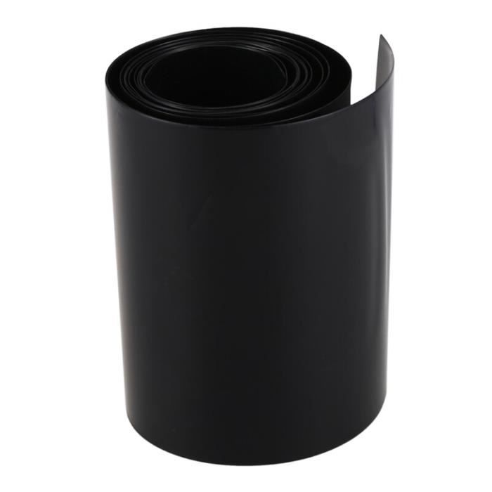 Gaine Thermorétractable PVC Plat 450mm X 1m Noir - Pour Enveloppe De Batterie (18650, 21700, AA...), Isolation, Protection Poussière, Rétrécit à 80°C