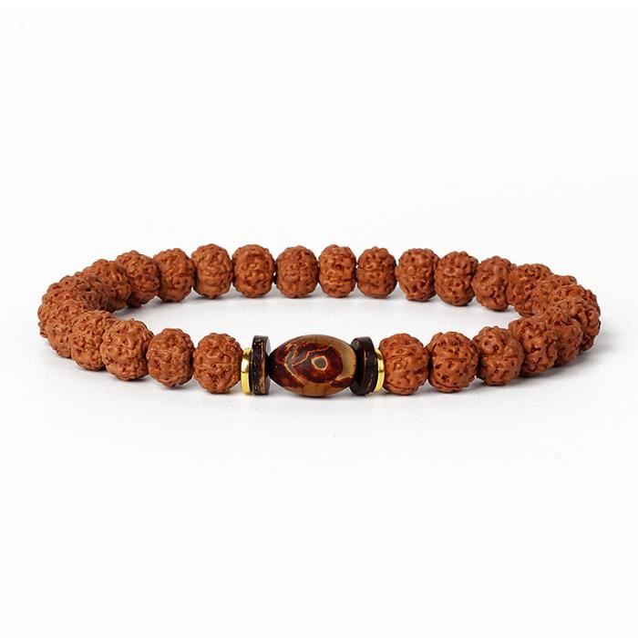 Bracelet De Protection En Cristal De Roche Et Rudraksha 6mm - Purification D'aura - Femme/Homme