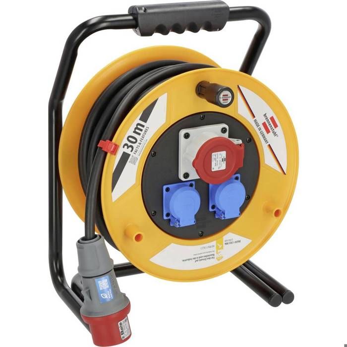 Enrouleur électrique De Chantier 30 Mètres - 4 Prises 16A Avec Terre - Câble 3G1,5 Mm² - Pour Bricolage, Jardin, événements - 9