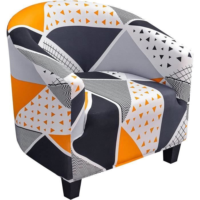 Housse De Fauteuil Cabriolet/Relax Motif Géométrique - Tissu Polyester Extensible Beige - Protection Canapé (Housse + Coussin)