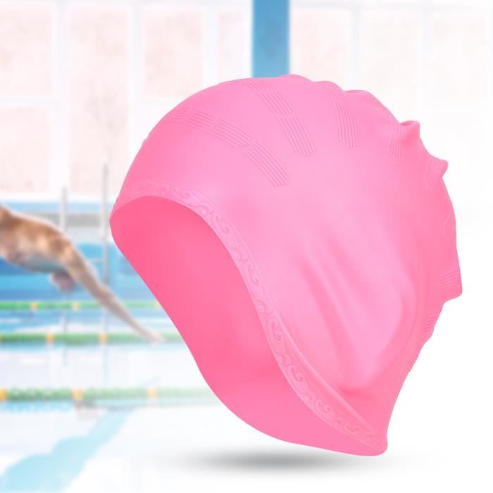 cikonielf chapeau de piscine 1pc sports swim silicone hat extensible cheveux longs confortablescapuchon protecteur d'oreille pour