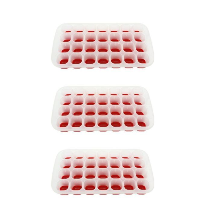Fackelmann 9910450 Lot De 3 Bacs À Glaçons, Bac À Glaçons Rose, Bac À Glaçons Capacité 28 Glaçons, Bac Pour 28 Glaçons, Plastique, Silicone, 28 X 15 X 3,5 Cm