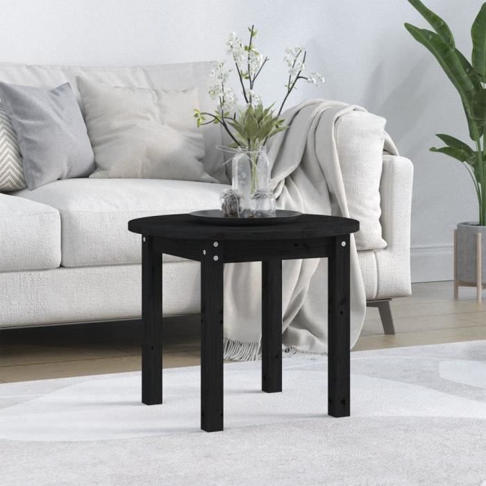 famirosa table basse noir ø 55x45 cm bois massif de pin-331