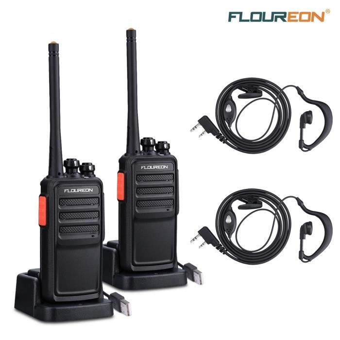 2 pcs Talkie Walkies Profession Longue Port/ée Two Way Radio Rechargeables avec des /écouteurs Originaux Construit en Torche LED