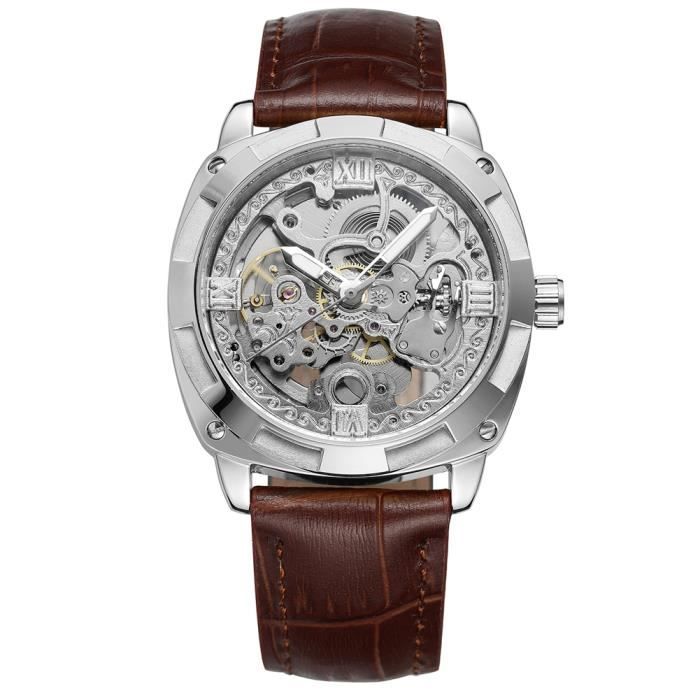 Montre De Poche Mécanique - Acier Inoxydable - Porcelaine Bleue/blanche - Chaîne 30 Cm - Cadeau Homme/femme