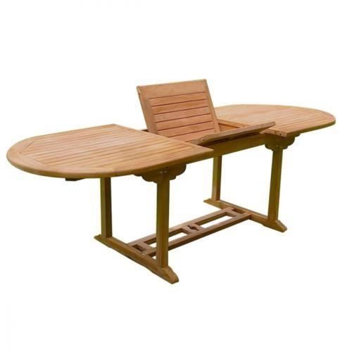 Table De Jardin En Teck Ovale Avec Rallonge 180 240 X 90 X 75 Cm