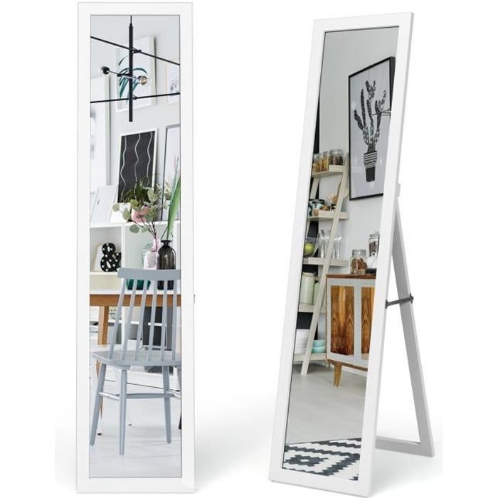 GIANTEX Miroir sur Pied et Mural 155 H X 37L X 50l CMMiroir Rectangulaire Psyché de ChambreFilm Antidéflagrant +Cadre en