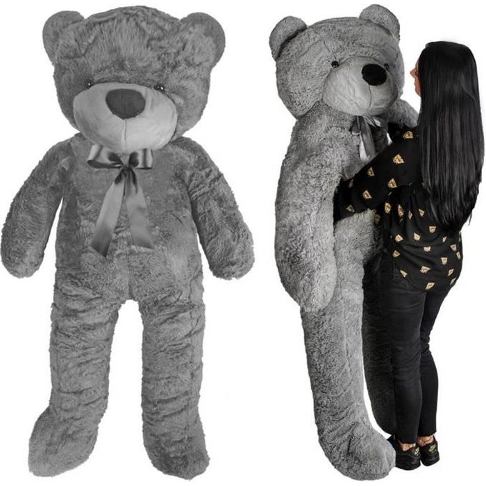 Geant Ours gris en peluche XXL 190 cm Cdiscount Jeux Jouets