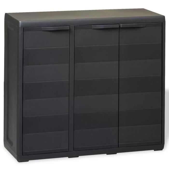 Homgeek Armoire De Rangement Meuble De Rangement Armoire Basse Avec 2 Etagere Pour Jardin Ou Salon Noir Achat Vente Armoire De Chambre Armoire De Rangement Meuble Cdiscount