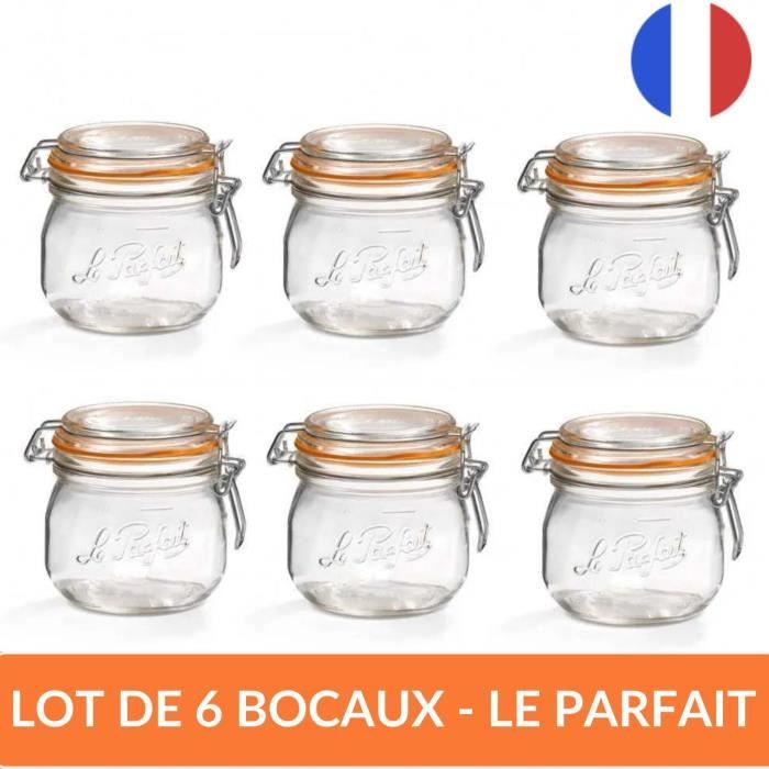 Le Parfait Bocaux Super 0,5L, 85mm, Lot de 6 Bocaux en verre français