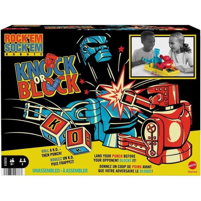 Mattel Games Rock 'Em Sock 'Em Robots – Gioco Da Pugilato Con Dado E Azione Manuale, Sfida Tra Red Rocker E Blue Bomber, Per Bambini 6+ Anni - 2