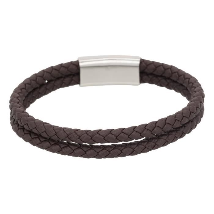 ZENSE - Bracelet homme en cuir fin de couleur noire ZB0240