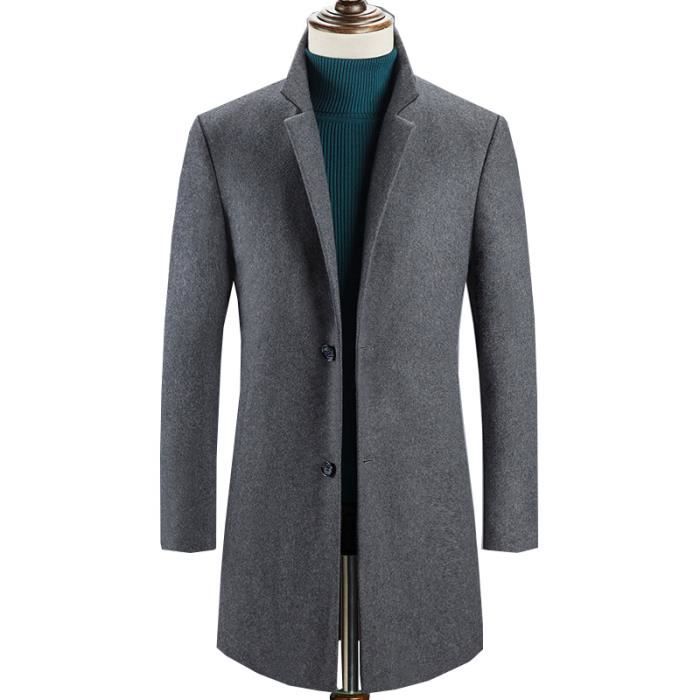 Manteau Homme En Laine Mode Couleur Pure Pardessus Automne Hiver Gris Achat Vente Manteau Caban Soldes Sur Cdiscount Des Le 20 Janvier Cdiscount