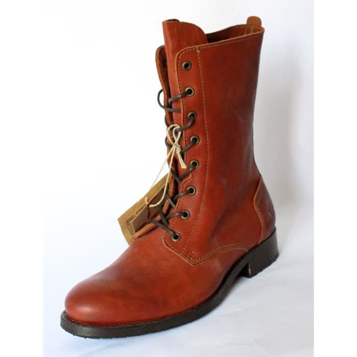 boots cuir marron femme