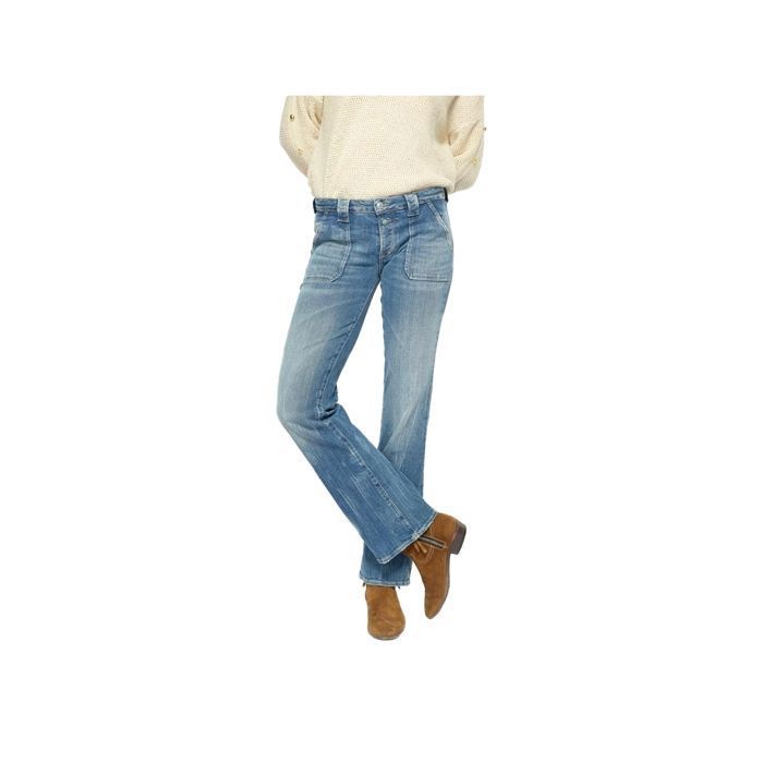 Jean Femme Le Temps Des Cerises - Coupe Flare Large Décontractée - Bleu Moyen Délavé Clair - Taille 32 - Neuf Avec étiquettes