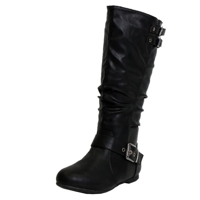 Botte Femme WS9OA Nuit 76 Noir Haute Taille 38 Noir Cdiscount Chaussures