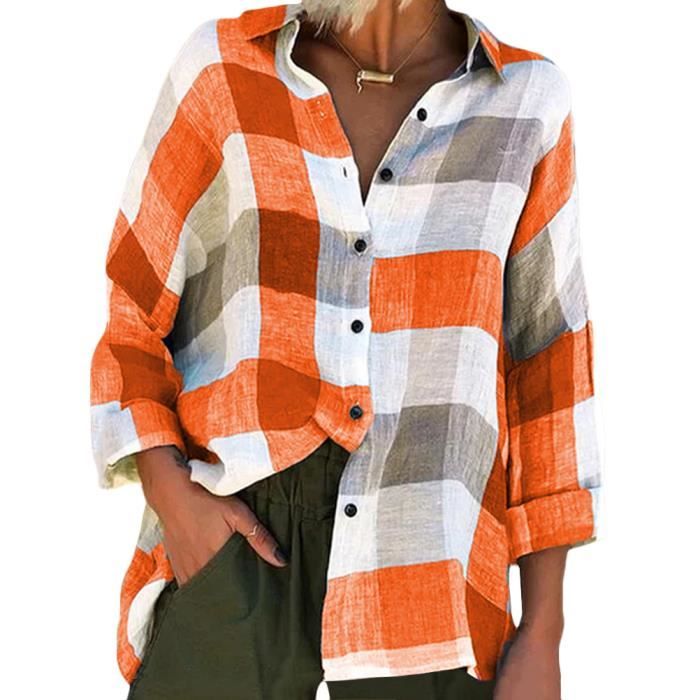 Chemise a carreaux orange deals