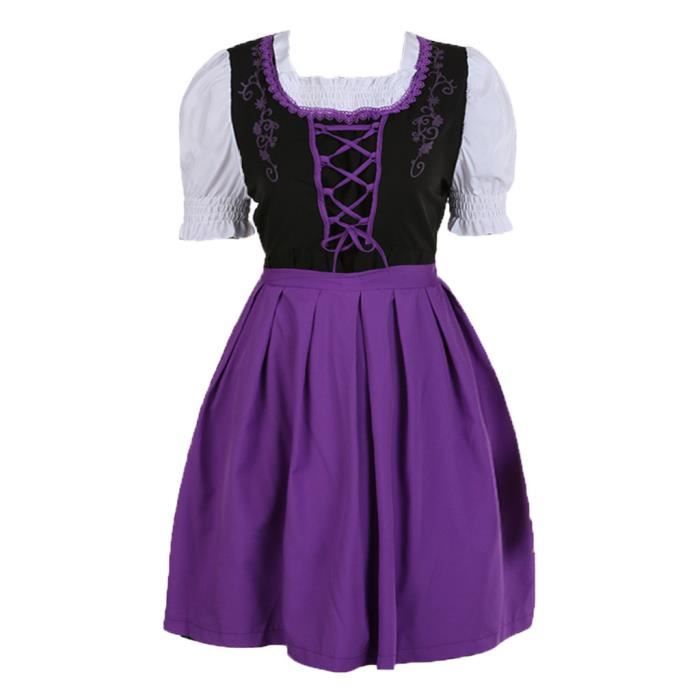 Tenue Bavaroise Femme Dirndl Oktoberfest - Robe Traditionnelle Avec Tablier Et Chemisier
