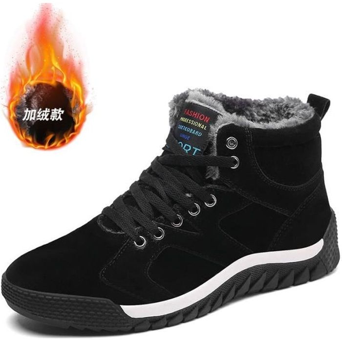 Hiver Bottes de neige Chaussure Homme loisirs peluche pour Noir