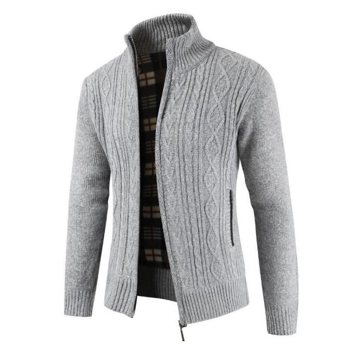 Cardigan Zippé Homme à Capuche - Doublure Polaire Chaude, Coupe Classique - Pour Tous Les Jours, Décontracté