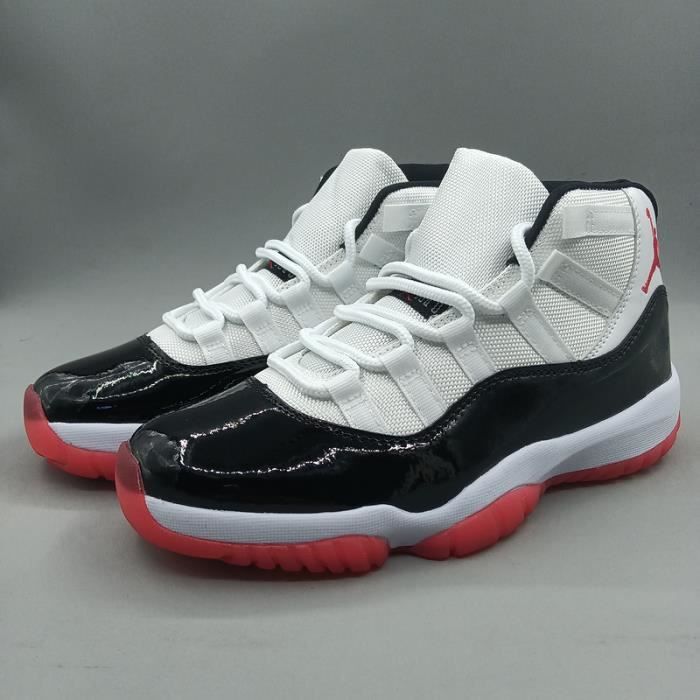 Baskets Jordan 11 Femme Homme AJ11 Chaussures Noir Rouge Noir rouge Cdiscount Chaussures