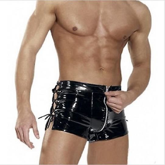 Short En Cuir Noir Homme, Lacets Latéraux – Urban Hide Couture, Slim, Motard