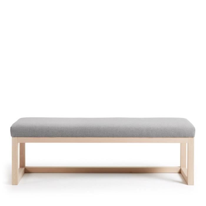 Banc En Bois Et Tissu Loya Couleur Gris Clair Achat Vente Banc Cdiscount