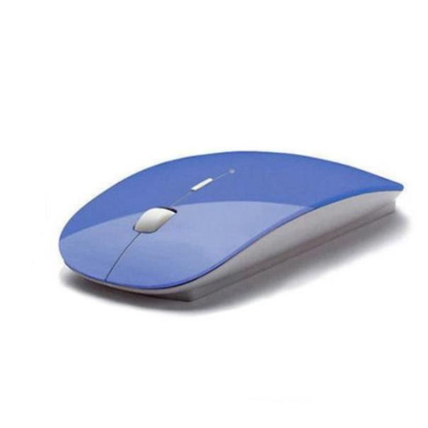 Souris Ultra Plate pour MACBOOK APPLE Sans Fil USB Universelle Capteur Optique 3 Boutons Couleurs – Couleur:BLEU