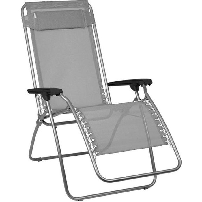 fauteuil transat pliant gris avec accoudoirs ose gris cdiscount jardin