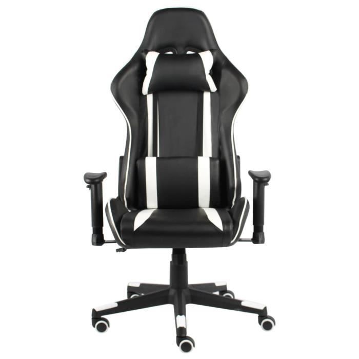 Chaise de jeu pivotante BINGO - Fauteuil de bureau salon - Blanc PVC 68x69x123-133cm20845