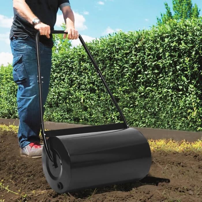1362SOLDES DAY® Rouleau à gazon Jardin,Remplissage Eau ou Sable pour Tracteur à pelouseNoir 57