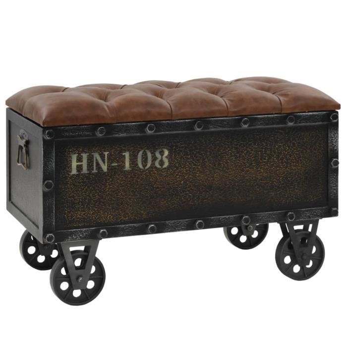 866Prime- Meuble Coffre de Siège Contemporain - Banc de rangement Bois massif et similicuir 805x41x50 cm - 805 x 41 x 50 cm