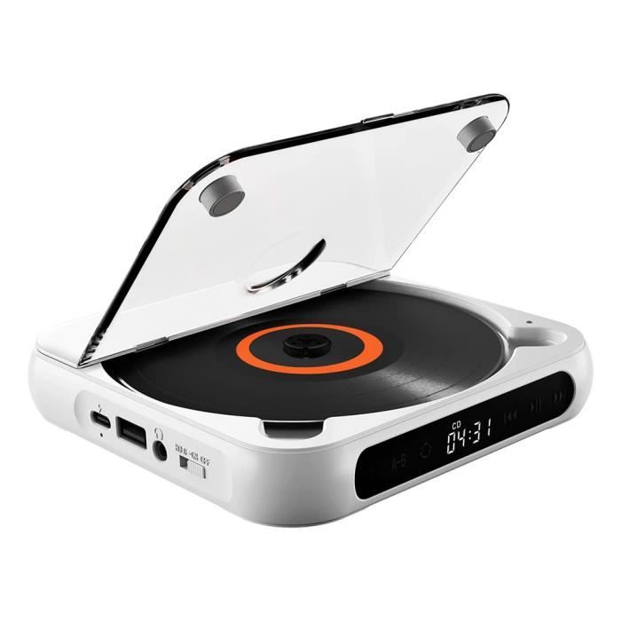 Lecteur DVD/CD portable PIMPIMSKY - Bluetooth 5.3 - Lecteur de musique Walkman MP3 - Blanc