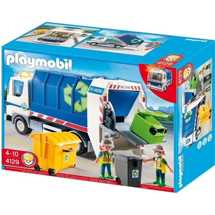 PLAYMOBIL 4129 Camion Poubelle De Recyclage Avec Lumières