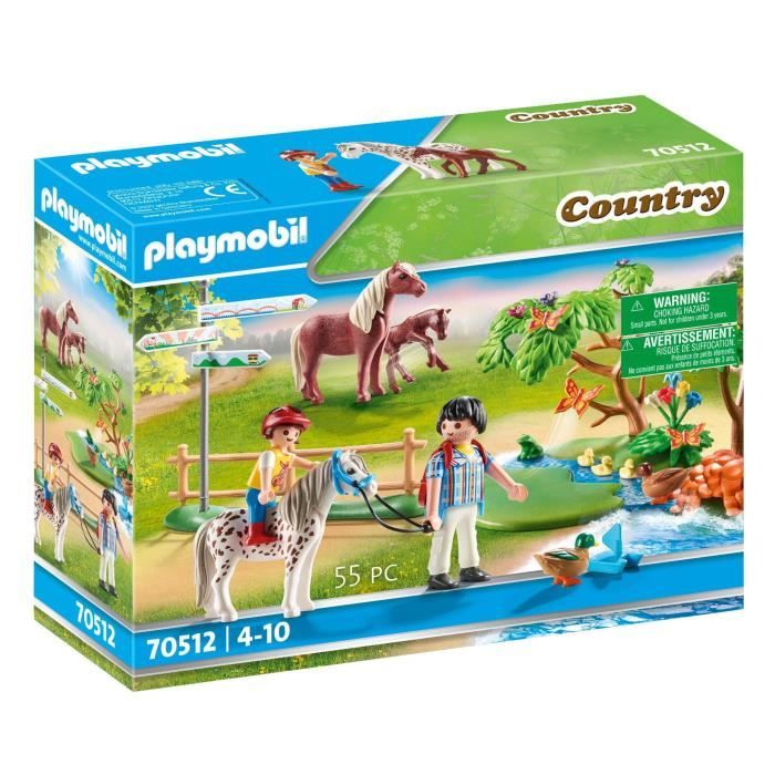 PLAYMOBIL - Carriole avec enfant et poney - Voiture et figurine