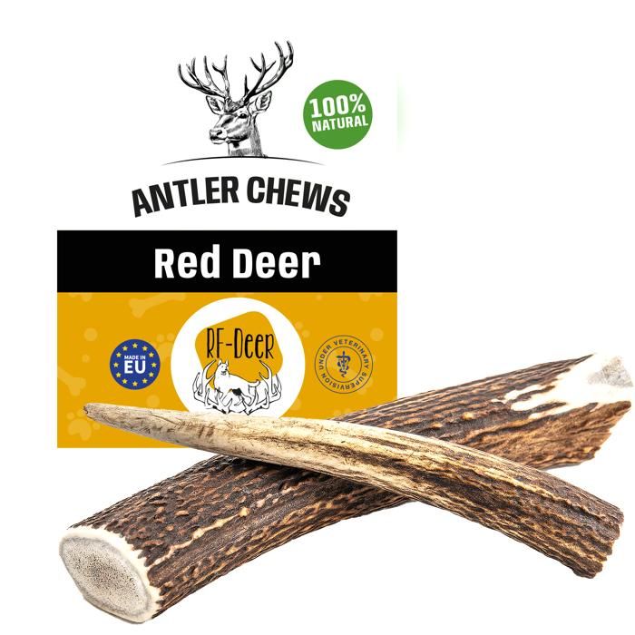 RF-Deer Bois de Cerf élaphe XXL, HARD, 161-200g, 100% Naturel Bâtonnets Jouets à mâcher naturels pour Chien