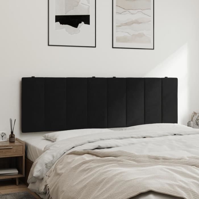 Coussin de tête de lit - SALUTUYA - QPI15936 - Velours noir - 160 cm - Confort optimal