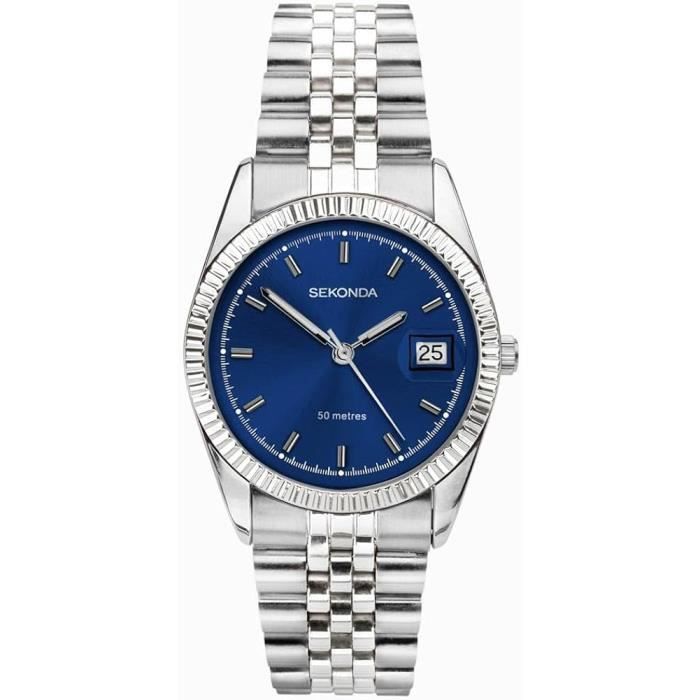 Sekonda 1902 Montre Homme Montre Homme Argent Bleu 38mm Argent
