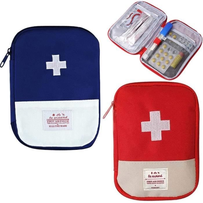 Mini Trousse De Premiers Secours - Vert - Contient Pansements, Compresses, Ciseaux, Gants... - Pour Voiture Ou Sac