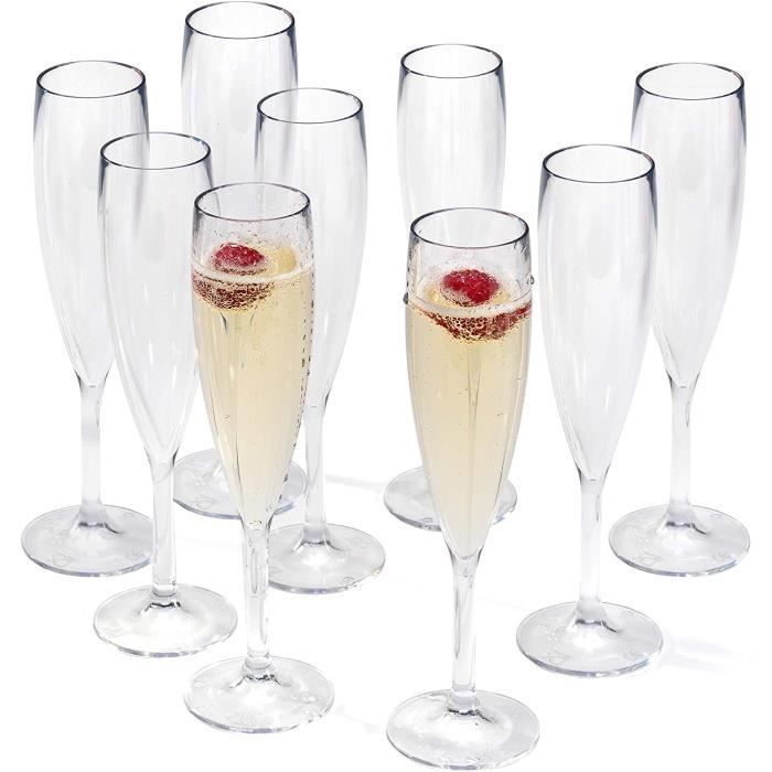 Élégantes flûtes à champagne en verre réutilisables en polycarbonate