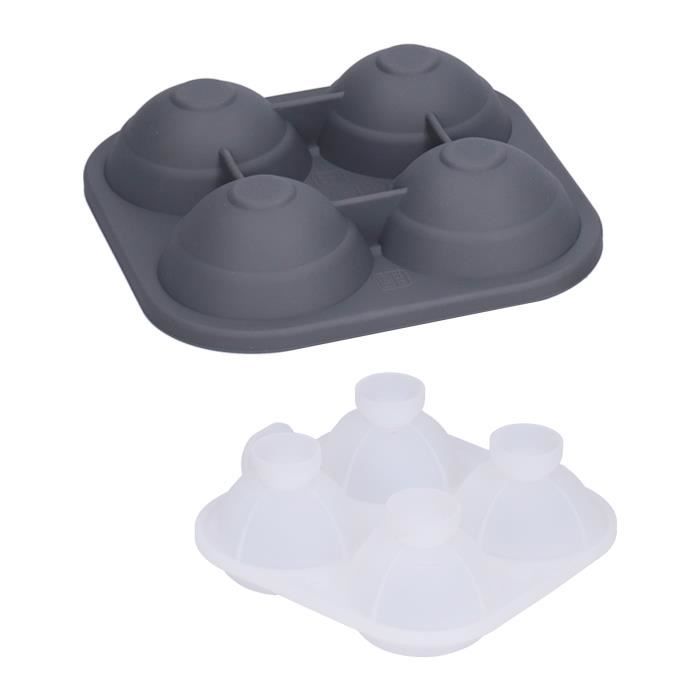 Blumtal Moule à Glaçons Silicone Avec Couvercle - Cubes Et Boules 3cm Gris/Jaune Sans BPA