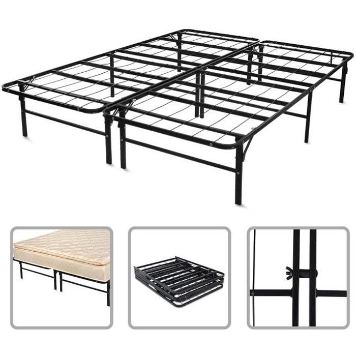cadre de lit pliant srtucture de lit en metal queen size 200 x 148 x 36 cm materiau acier inoxydable cdiscount maison