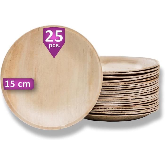 25 Plateaux Jetables Palmier 32,5x27cm - Vaisselle Compostable écologique Pour Fêtes