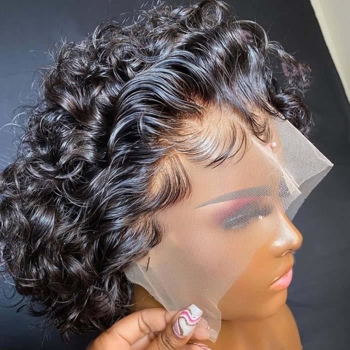 Perruque Femme Naturelle Bresilienne 13X4 Lace Frontal Wig Human Hair 100 Perruque Afro Avec Frange Kinky Culry Bouclee Cour c1656 Cdiscount Au quotidien