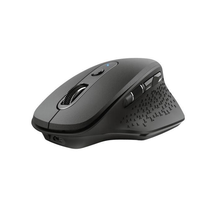 Trust Ozaa Souris sans Fil Rechargeable, Ergonomique, Récepteur USB, 800-1200-1600-2400 DPI, Noir