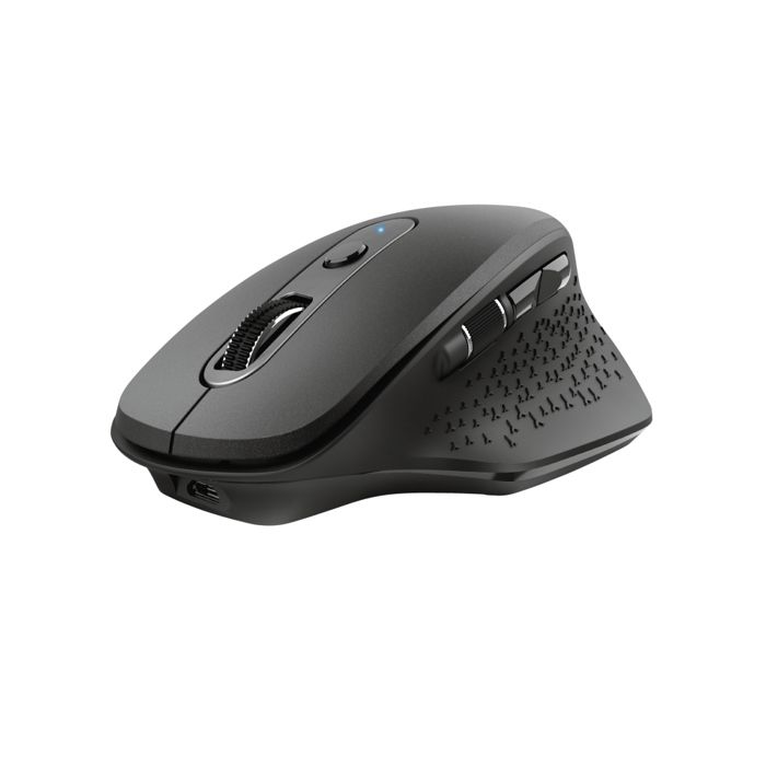 Trust Ozaa Souris sans Fil Rechargeable, Ergonomique, 6 Boutons dont 2 Silencieux, Récepteur USB, 800-1200-1600-2400 DPI, Noir