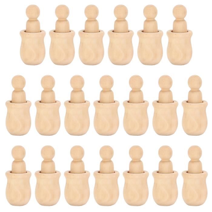 50 Poupées En Bois à Peindre LURICO - Bonhommes Cheville DIY Pour Enfants | Cadeau Créatif Anniversaire Noël