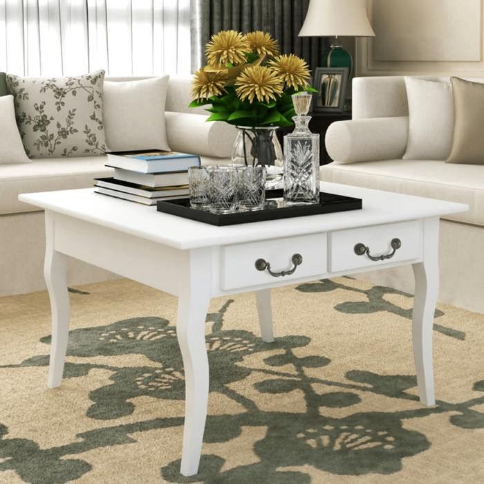 vidaXL Table basse avec 4 tiroirs Blanc 242436
