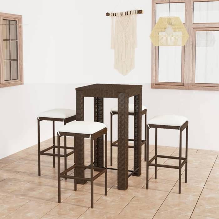 vidaXL Ensemble de Bar de Jardin 5 pcs avec Coussins Mobilier de Bistrot Ensemble de Salle à Manger dExtérieur Salon de 3064777